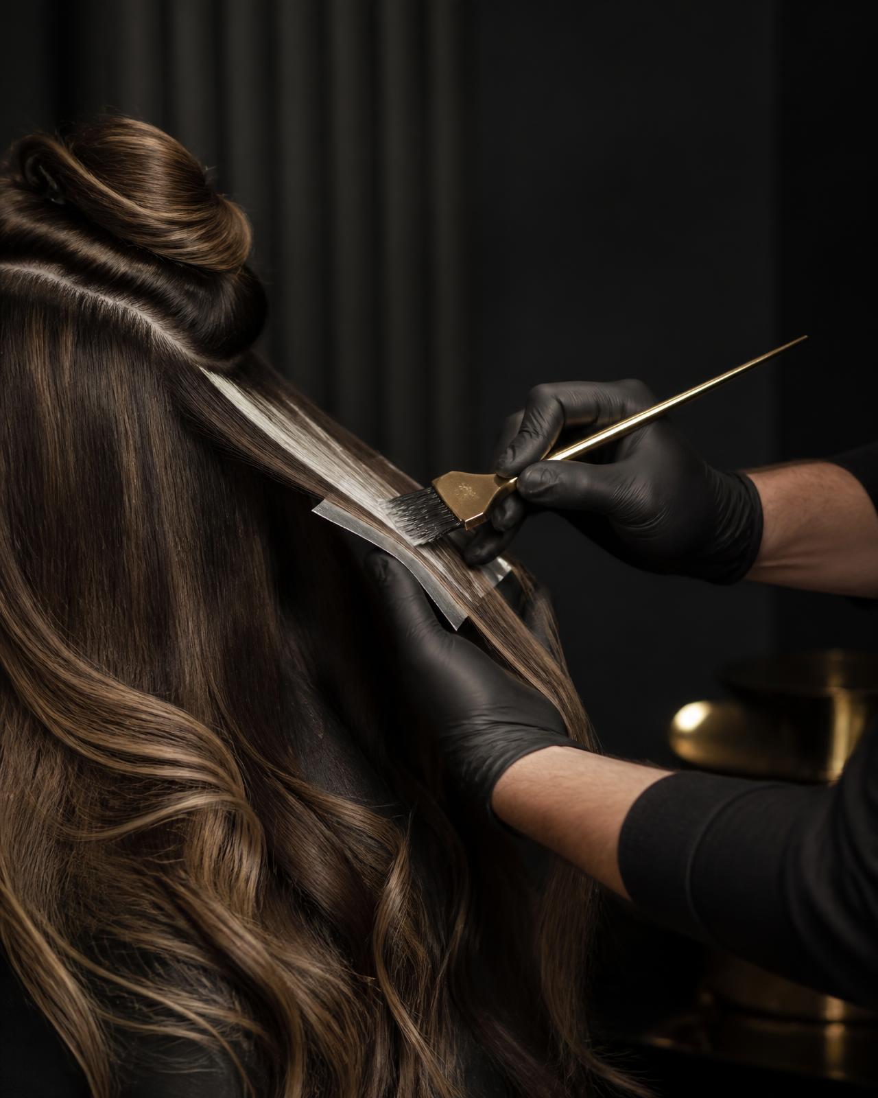 Proceso preciso de coloración balayage